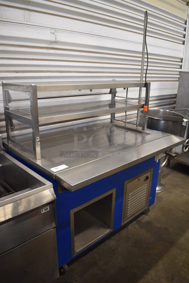 Colorpoint 50-CFI Stainless Steel Commercial Portable Refrigerated Buffet Station w/ Tray Slide and 2 over Shelves on Commercial Casters. 120 Volts, 1 Phase. 52x35x80. Tested and Working!