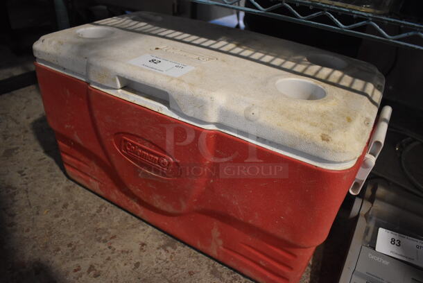 Coleman Red and White Poly Portable Cooler. 26x16x15 - Image 2 of 4