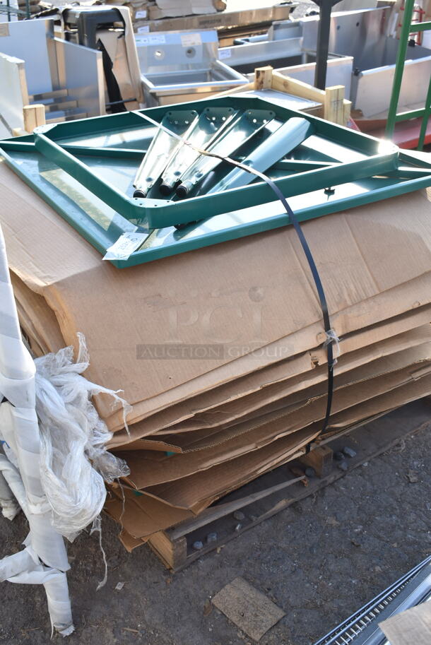 11 BRAND NEW SCRATCH AND DENT! Lancaster Table & Seating Green Metal Outdoor Dining Height Table. 11 Times Your Bid! - Image 3 of 6