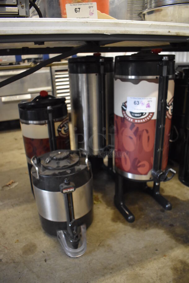 4 Black Poly Coffee Satellite Dispensers Including Bunn TF Server. 10x12x26, 10x12x20, 10x12x13. 4 Times Your Bid! - Image 3 of 8