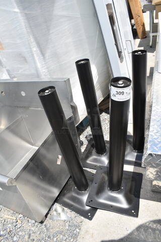 4 BRAND NEW SCRATCH AND DENT! Lancaster Table & Seating Black Metal Table Base Columns. 4 Times Your Bid!