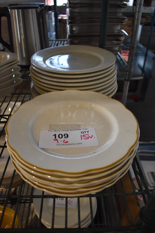 ALL ONE MONEY! Lot of 15 Various White Ceramic Plates. Includes 9.5x9.5x1, 10x10x1 - Image 1 of 3