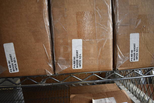 ALL ONE MONEY! Lot of 11 Boxes of Large Pink, Gray, White Striped Boxer Shorts - Image 4 of 4
