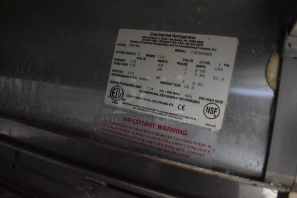Continental SWF48 Stainless Steel Commercial 4 Drawer Freezer on Commercial Casters. 115 Volts, 1 Phase. 48x30x34. Tested and Working! - Image 5 of 6