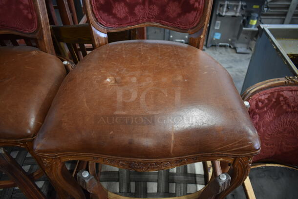 12 Wooden Dining Height Chairs w/ Red Back and Brown Seat Cushions. 12 Times Your Bid! - Image 3 of 5