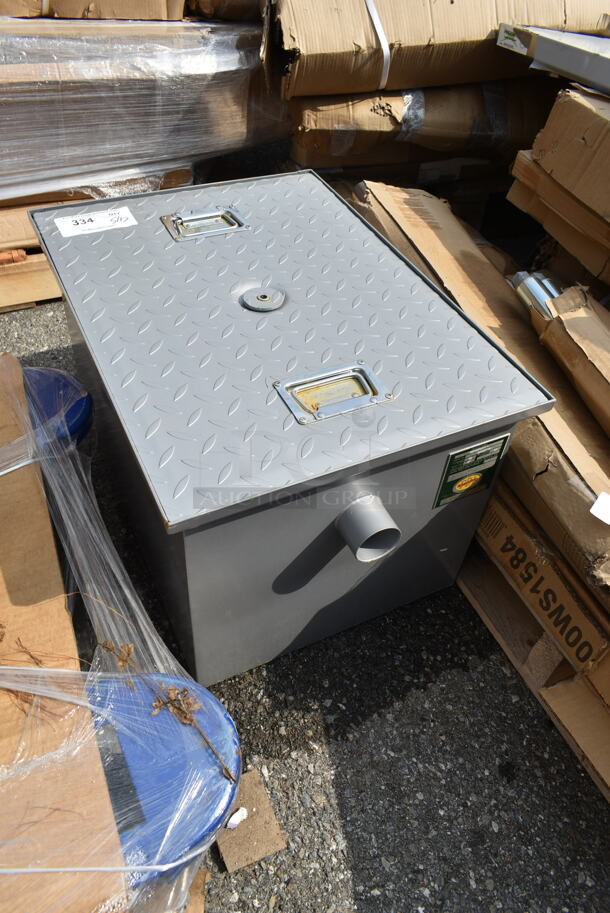 BRAND NEW SCRATCH AND DENT! John Boos GLEG-33.5B Legs 30 lb. 15 GPM Grease Trap with 2" Non-Threaded Connections - Image 3 of 4