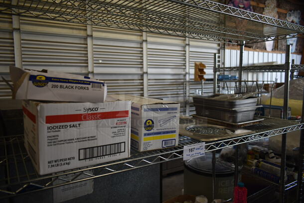 ALL ONE MONEY! Lot of Various Items on Shelving Unit Including Glasses, Fry Baskets, Poly Lids. Does Not Include Shelving Unit.  - Image 4 of 11