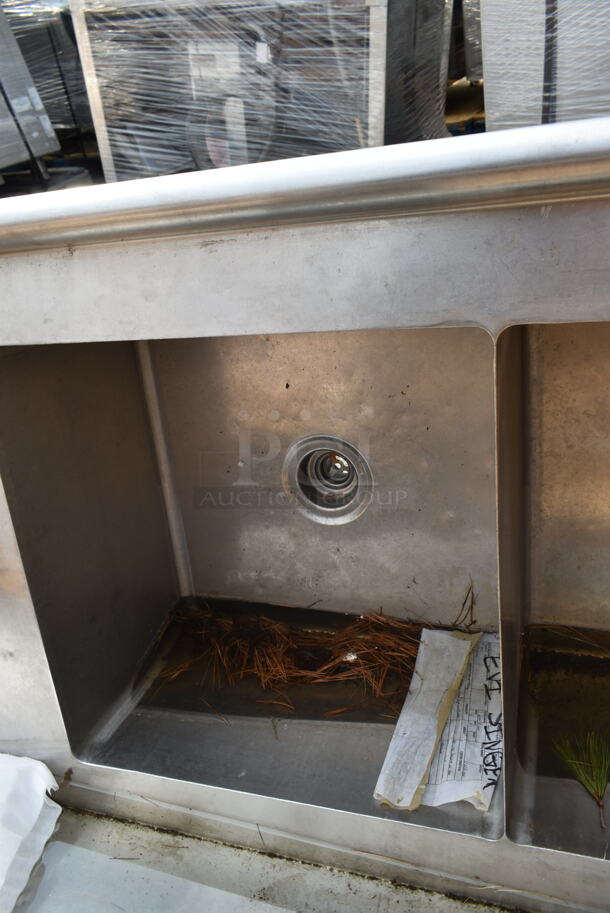 Stainless Steel Commercial 3 Bay Sink. Missing Right Side H Legs. Bays 20x20x12.  - Image 6 of 8
