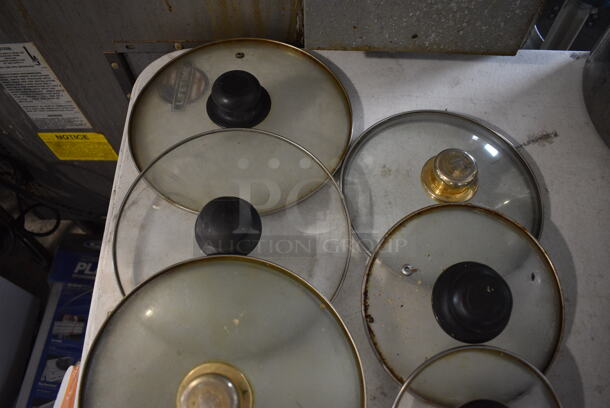 ALL ONE MONEY! Lot of 8 Various Glass Round Lids. Includes 8.5x8.5x2 - Image 3 of 3
