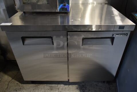 BRAND NEW SCRATCH AND DENT! Bluelinetech BUC48FA Stainless Steel Commercial 2 Door Undercounter Freezer on Commercial Casters. 115 Volts, 1 Phase. Tested and Working!