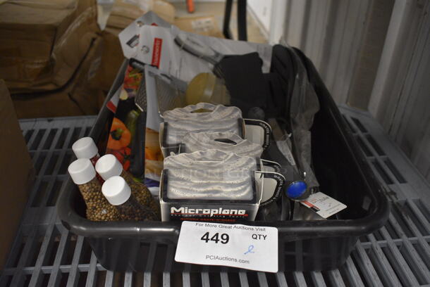 ALL ONE MONEY! BRAND NEW! Lot of Various Items Including Cheese Grater, Measuring Cups and Nutmeg Grate and Shake in Poly Bus Bin! - Image 1 of 6