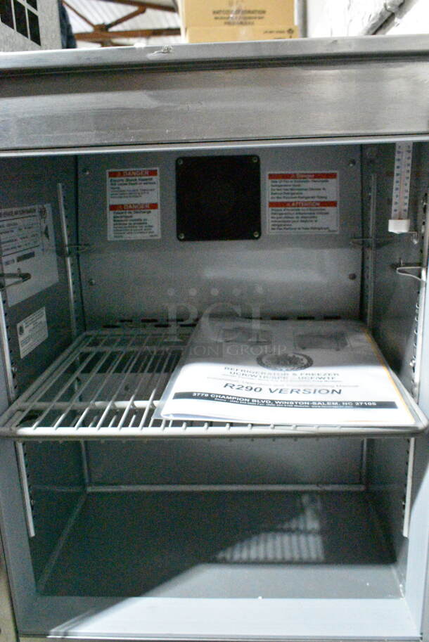 BRAND NEW! Beverage Air UCF20HC-028-23 Stainless Steel Commercial Single Door Undercounter Freezer on Commercial Casters. 115 Volts, 1 Phase. Tested and Working! - Image 4 of 6