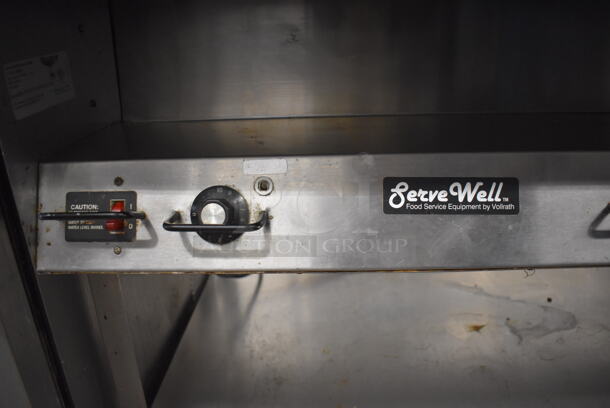 Vollrath ServeWell 38004 Stainless Steel Commercial Electric Powered 4 Well Steam Table w/ Cutting Board and Under Shelf on Commercial Casters. 120/208-240 Volts, 1 Phase. 62x36x35 - Image 5 of 8