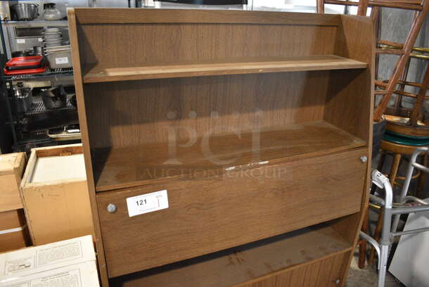 Wood Pattern Bookshelf w/ 2 Doors. 35.5x12x54 - Image 2 of 4
