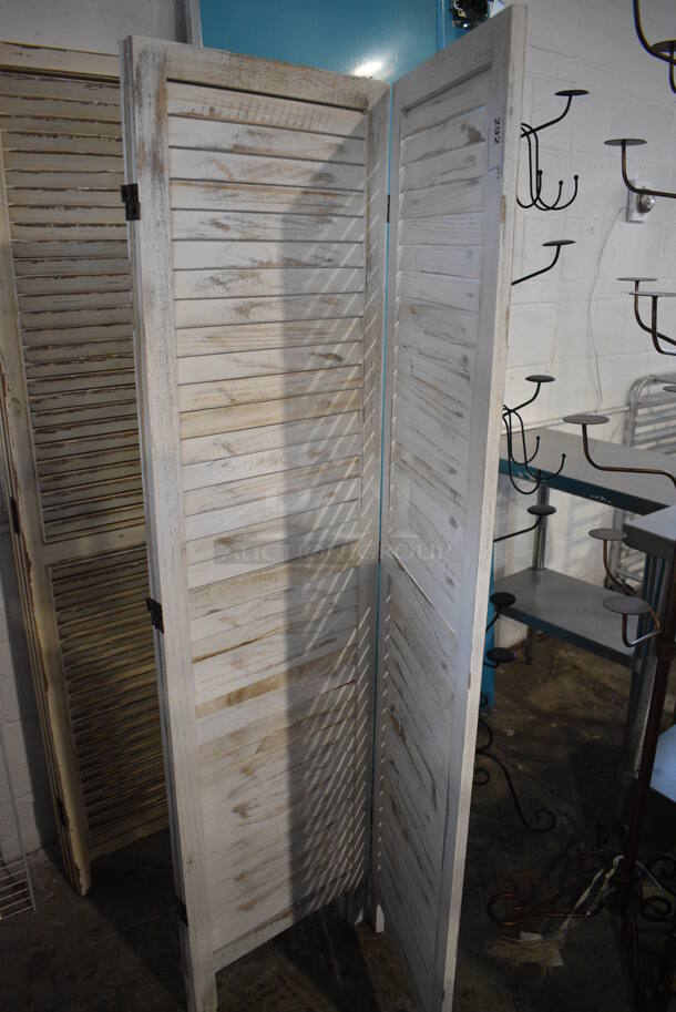White Tri Fold Shutter Divider. Each Panel: 18x1x67 - Image 1 of 3
