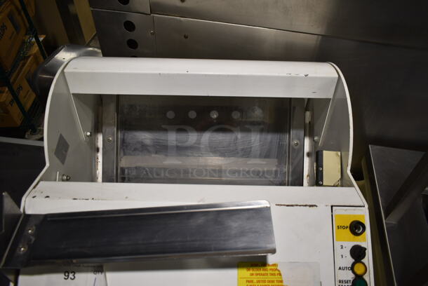 JAC ECN 450/12 Metal Commercial Floor Style Bread Loaf Slicer on Commercial Casters. 110 Volts, 1 Phase. Cannot Test - Unit Needs New Control Buttons - Image 4 of 6
