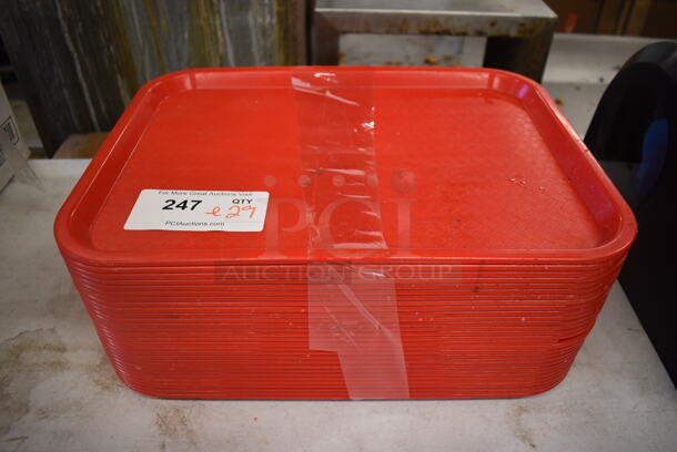 ALL ONE MONEY! Lot of 29 Red Poly Trays. 16x12x0.5