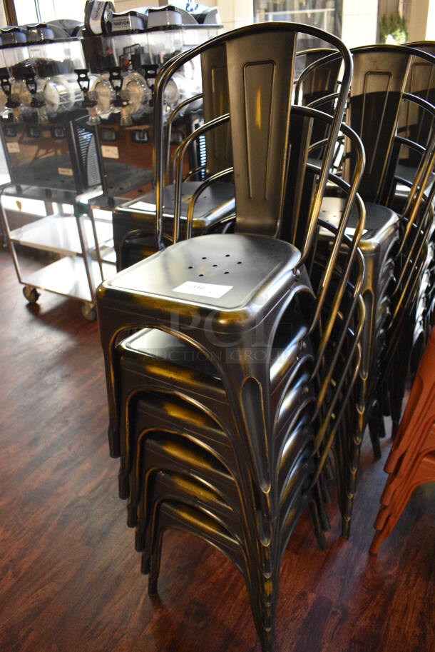 6 Black Metal Tolix Style Dining Height Chairs. 17x17x33. 6 Times Your Bid! (lounge) - Image 2 of 6