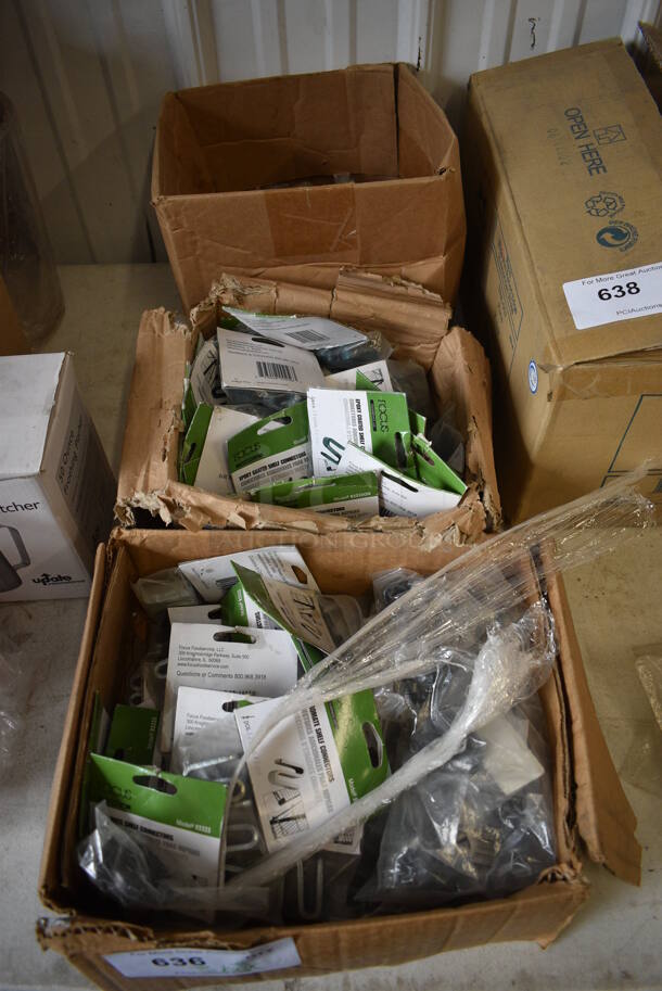 ALL ONE MONEY! Lot of 3 Boxes of Items Including Shelf Connectors!