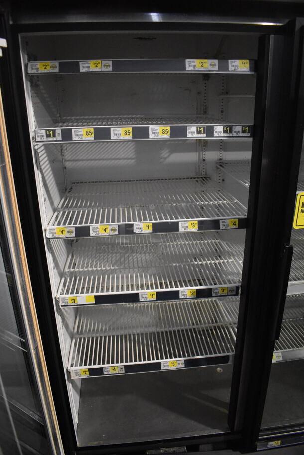 True GDM-72 Commercial Reach In Floor Style Triple Swing Glass Door Merchandiser Cooler In Black With Polycoated Racks. 115V/ 1 Phase Tested And Working - Image 4 of 7