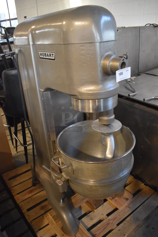 REFURBISHED! Hobart H 600 Metal Commercial Floor Style 60 Quart Planetary Dough Mixer w/ Stainless Steel Mixing Bowl and Dough Hook Attachment. Unit Has Been Professionally Refurbished! 208 Volts, 3 Phase. 28x40x56 - Image 5 of 10