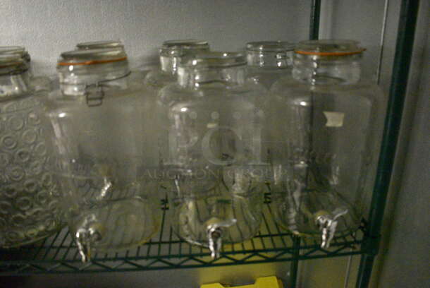 10 Glass Beverage Jar Dispensers. Missing 2 Lids. 8x10x15. 10 Times Your Bid! (kitchen) - Image 3 of 5