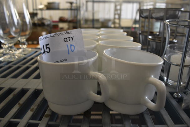 10 White Ceramic Mugs. 4x3x3. 10 Times Your Bid!