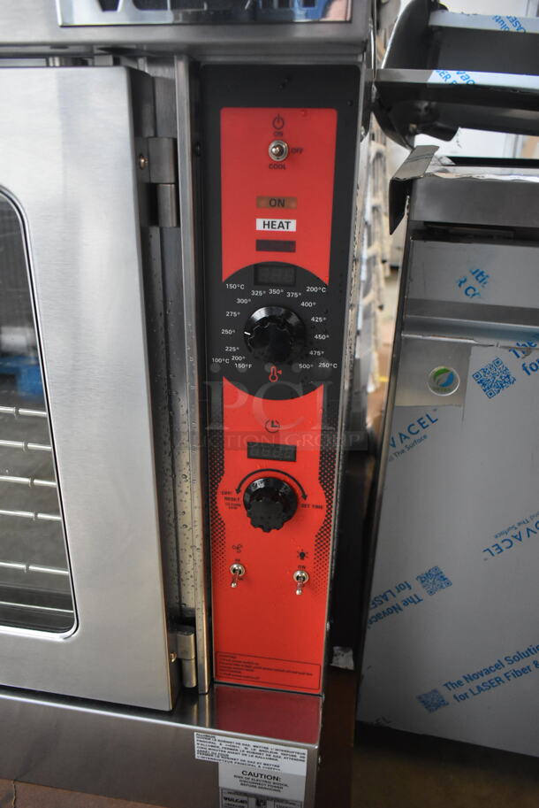 BRAND NEW SCRATCH AND DENT! Vulcan VC5GD-11D1Z Commercial Stainless Steel Natural Gas Powered Full Size Convection Oven w/ View Through Doors, Metal Oven Racks and Thermostatic Controls. Does Not Come w/ Legs. - Image 4 of 7