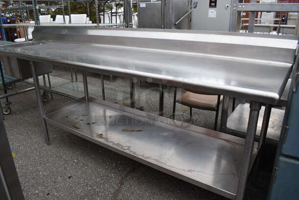 Stainless Steel Commercial Table w/ Sink Basin, Under Shelf and Back Splash. 120x30x36. Bay 16x16x14 - Image 2 of 7