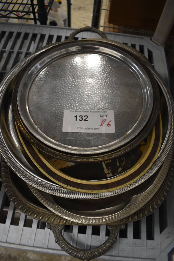 ALL ONE MONEY! Lot of 6 Various Serving Trays! Includes 15x15x0.5 - Image 3 of 7