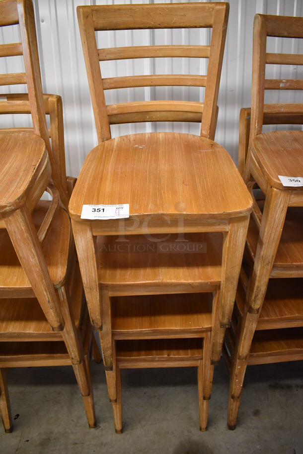 4 Wood Pattern Dining Chairs w/ Ladder Back Seats. 16x18x31. 4 Times Your Bid! - Image 4 of 6