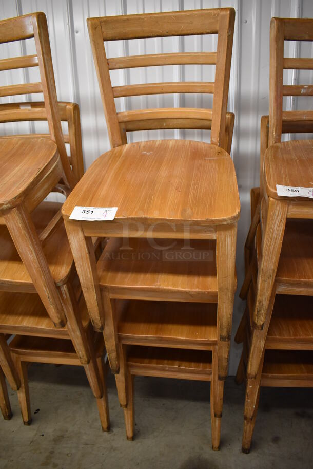 4 Wood Pattern Dining Chairs w/ Ladder Back Seats. 16x18x31. 4 Times Your Bid! - Image 6 of 6