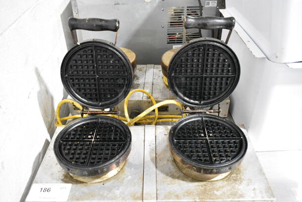 American Metalware Metal Commercial Countertop Double Waffle Maker. Tested and Working! - Image 3 of 7
