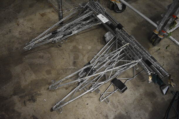 ALL ONE MONEY! Lot of 8 Chrome Finish Poles w/ 2 Brackets on Each. 27x2x34 - Image 2 of 3