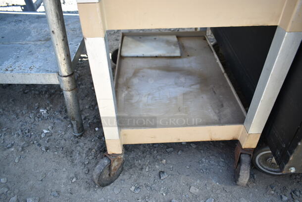 Rubbermaid Tan Poly 3 Tier Cart on Commercial Casters.  - Image 4 of 6