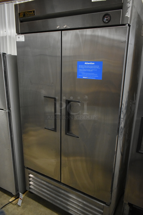 2016 True T-35 ENERGY STAR Stainless Steel Commercial 2 Door Reach In Cooler w/ Poly Coated Racks on Commercial Casters. 115 Volts, 1 Phase. Tested and Does Not Power On - Image 1 of 6