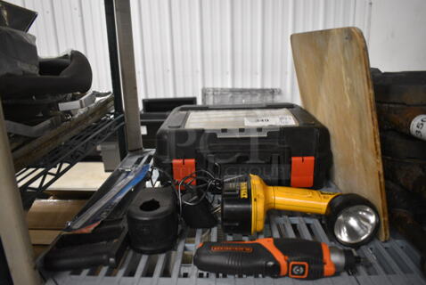 ALL ONE MONEY! Lot of Various Items Including Flashlight, Board and Toolbox!