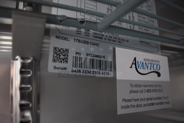 LIKE NEW! Avantco 178UBB1GHC Metal Commercial Single Door Back Bar Cooler Merchandiser on Commercial Casters. Unit Was Used a Few Times at a Trade Show as a Demonstration.  115 Volts, 1 Phase. 24x30.5x39. Tested and Working! - Image 8 of 8