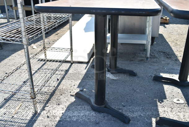 3 Wood Pattern Dining Height Table on 2 Black Metal Straight Leg Table Bases. 2 Times Your Bid!  - Image 5 of 5