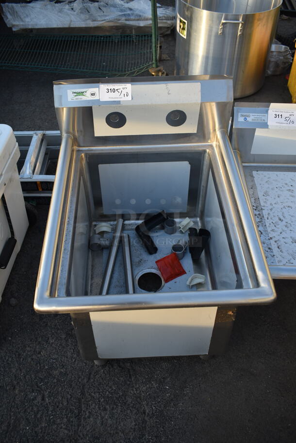 BRAND NEW SCRATCH AND DENT! Regency 600S11824 23" 16 Gauge Stainless Steel One Compartment Commercial Sink with Stainless Steel Legs and Cross Bracing - 18" x 24" x 14" Bowl - Image 2 of 7