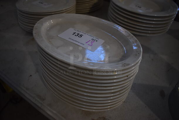 13 White Oval Ceramic Plates. 10.5x7.5x1. 13 Times Your Bid! - Image 2 of 3