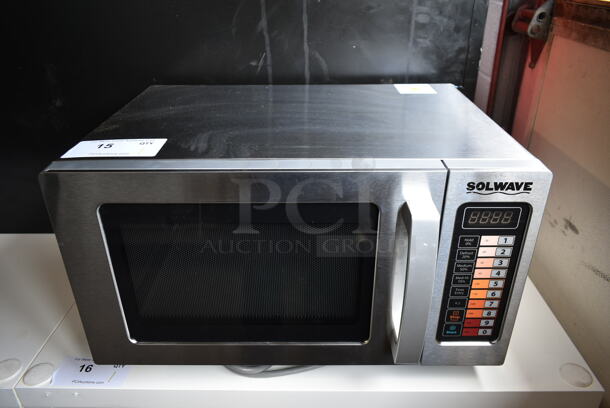 BRAND NEW SCRATCH AND DENT! 2023 Solwave 180MW1000SS Stainless Steel Commercial Countertop Microwave Oven. 120 Volts, 1 Phase.  - Image 1 of 7