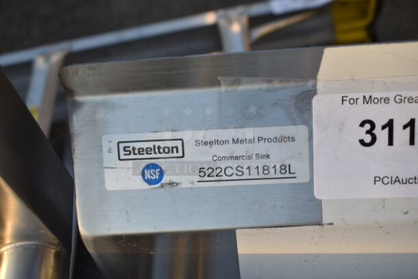 BRAND NEW SCRATCH AND DENT! Steelton 522CS11818L 38 3/4" 18-Gauge Stainless Steel One Compartment Commercial Sink with Left Drainboard - 18" x 18" x 12" Bowl - Image 6 of 6