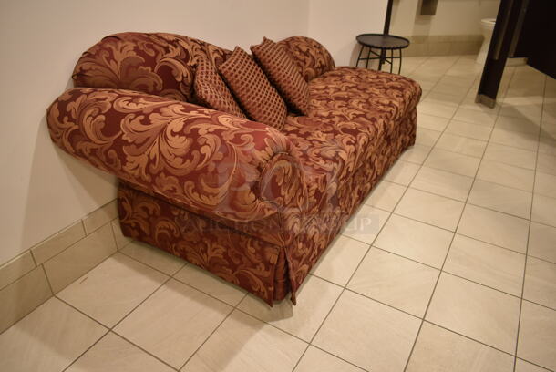 ALL ONE MONEY! Red Patterned Couch and End Table. (front hallway) - Image 5 of 5