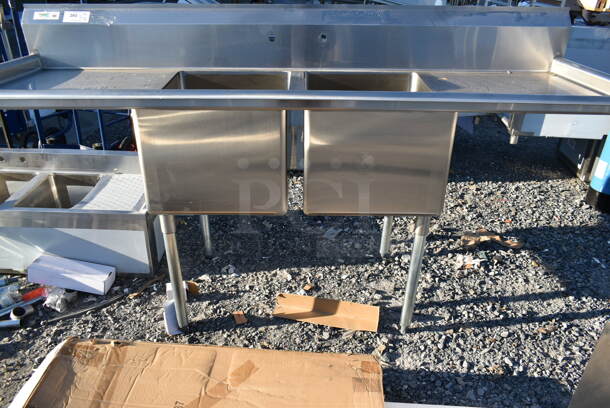 BRAND NEW SCRATCH AND DENT! Regency 600S21824224 Stainless Steel Commercial 2 Bay Sink w/ Dual Drain Boards. Bays 18x24. Drain Boards 22.5x26 - Image 2 of 6