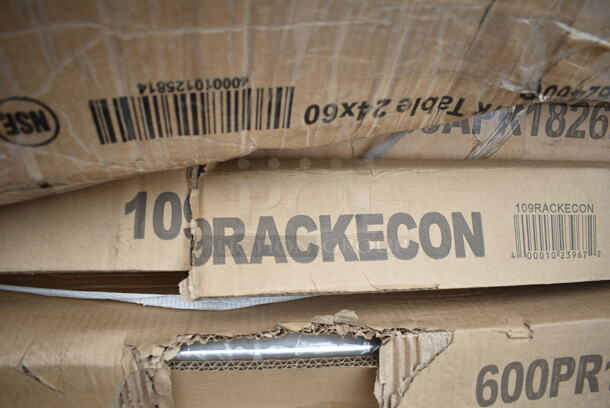 2 BRAND NEW SCRATCH AND DENT! Items; Regency 109APR1826L 20 Pan Side Load Bun / Sheet Pan Rack - Unassembled and Steelton 109RACKECON 20 Pan End Load Bun / Sheet Pan Rack - Unassembled. 2 Times Your Bid! May Be Missing Pieces.  - Image 4 of 4