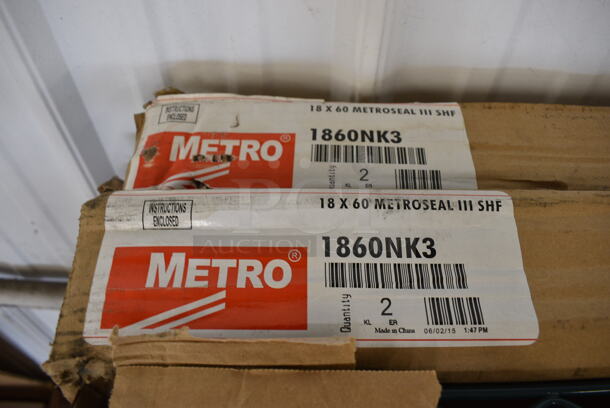 ALL ONE MONEY! Lot of 8 BRAND NEW IN BOX! Metro Green Finish Wire Shelves. 60x18x1.5 - Image 3 of 3