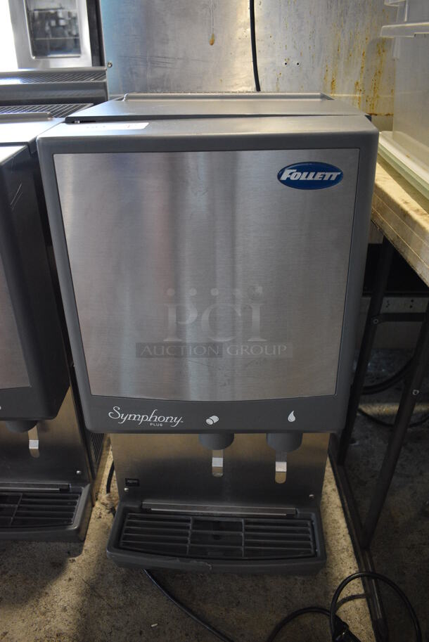 2017 Follett Model 12CI425A Symphony Plus Stainless Steel Commercial Countertop Ice Machine w/ Ice and Water Dispenser. 115 Volts, 1 Phase. 16x23.5x34