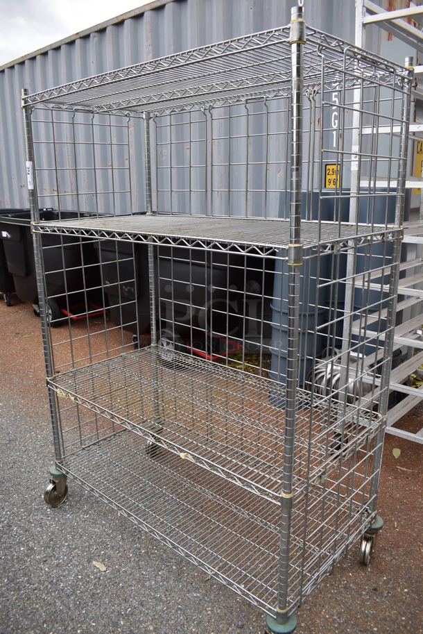 Chrome Finish 4 Tier Wire Shelving Unit on Commercial Casters. BUYER MUST DISMANTLE. PCI CANNOT DISMANTLE FOR SHIPPING. PLEASE CONSIDER FREIGHT CHARGES. 48x24x68 - Image 2 of 5