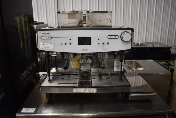 2018 Schaerer M 03 Commercial Stainless Steel Electric Countertop 2 Group Barista Espresso Machine w/ Drawer. 208/240V.  - Image 1 of 6